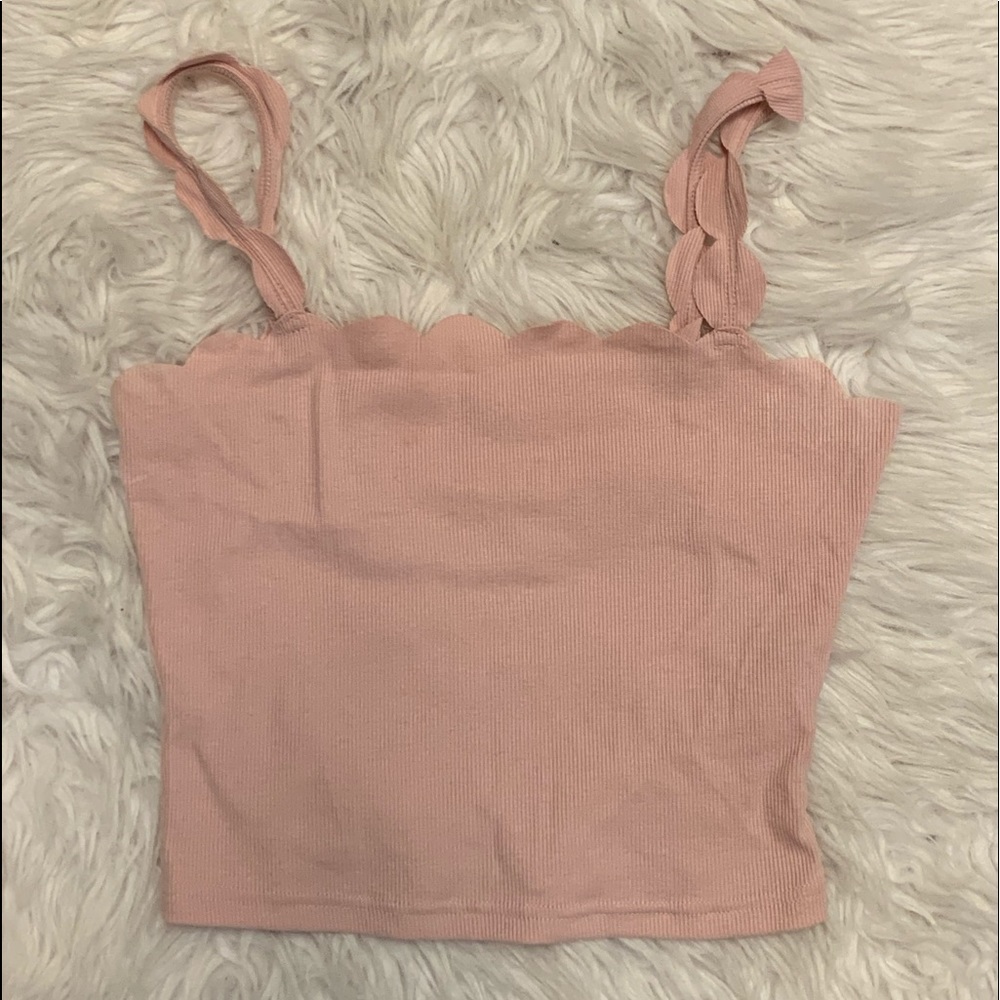 Light pink tank with accent straps